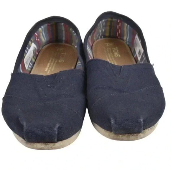 Toms Classic Navy  Blue Canvas Shoes Flats Espadrilles Size 7 - Picture 3 of 12